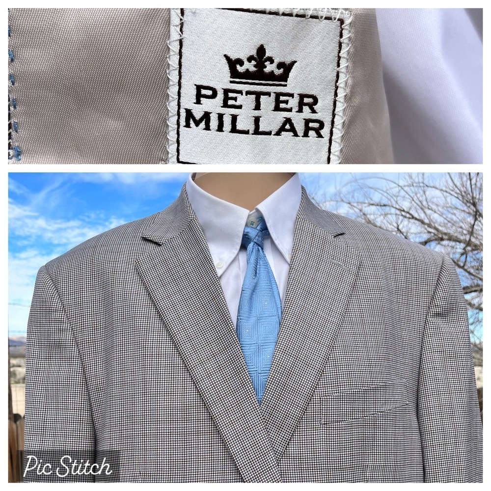 Peter Millar houndstooth Blazer Men 44T Wool Suit Jacket formal business Wear